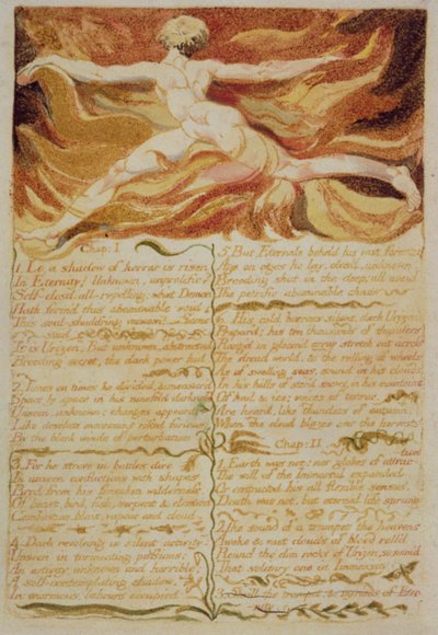 Cap. I, He aquí, una sombra..., placa 5 de El Primer Libro de Urizen, 1794 de William Blake